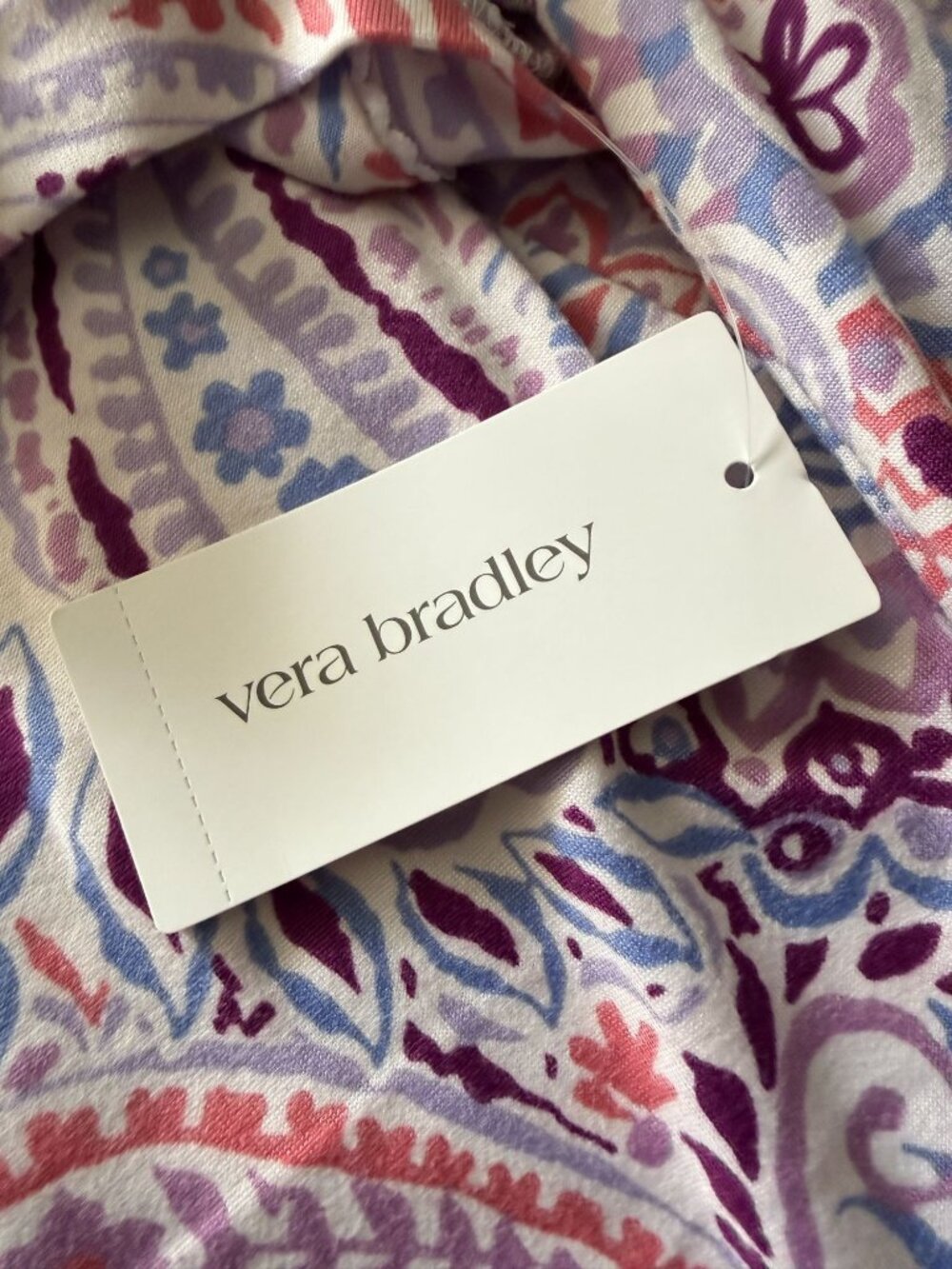 NWT Vera Bradley Paisley 2-Piece Pajama Set Button-Up Shirt Pants Large Pockets - Picture 7 of 14